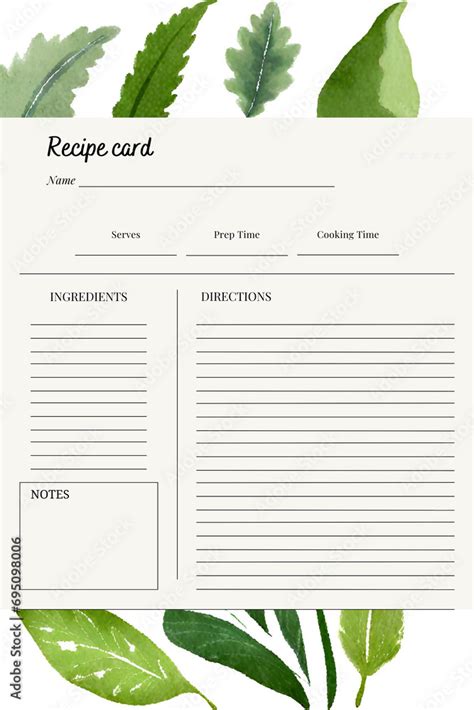 Blank Recipe Book Printable Template Blank Pages Sheet Organizer