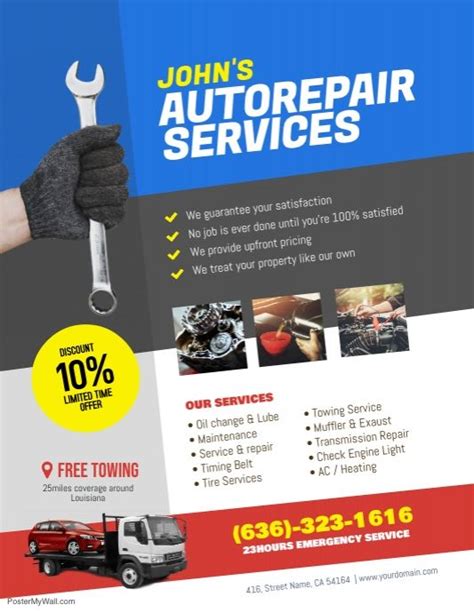 Auto Repair Service Flyer Poster Template Car Repair Service Auto