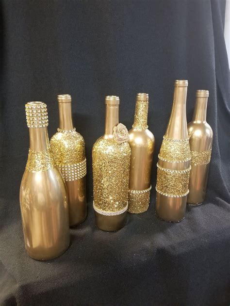 Gold Bling Bottles By Whimsicalwinedecor On Etsy Bling Bottles Glitter