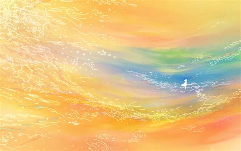 2880x1800 Anime Landscape Girl Orange Theme Sky For Macbook Pro 15