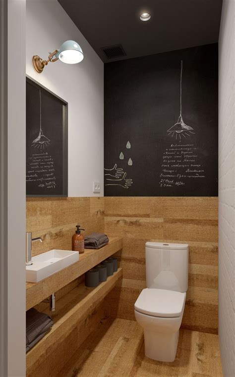 Un Mur Ardoise Pour Une Touche Originale Dans Les Toilettes Beige Bathroom Wood Bathroom