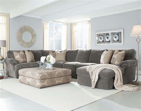 Breathtaking Large Gray Sectional Sofa 4 Seater Chaise Lounge