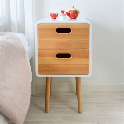 Childrens Solid Wood Bedside Table With White Finish By Snug
