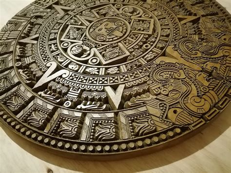 Large Mayan Aztec Wall Calendar Carved Wood Wall Art Etsy