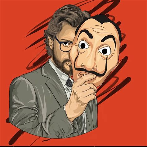 El Professor From La Casa De Papel Cartoon Illustration Illustration Adobe Illustrator Draw