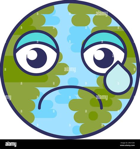 Planet Globe Emoji Cry Sadness Expression Vector Earth Sphere Nervous