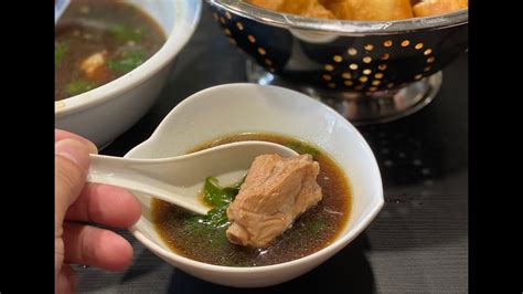 'bak kut teh' which literally means meat bone tea is an amazing broth based dish with a strong herbal taste. Bak Kut Teh (肉骨茶) | Chinese Herbal Pork Ribs Soup - YouTube