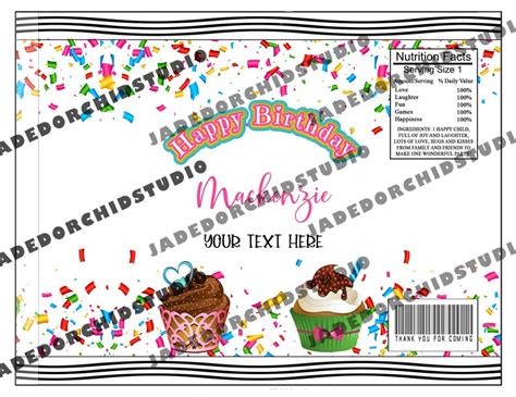 Birthday Party Chip Bag Editable Chip Bag Label Printable Etsy