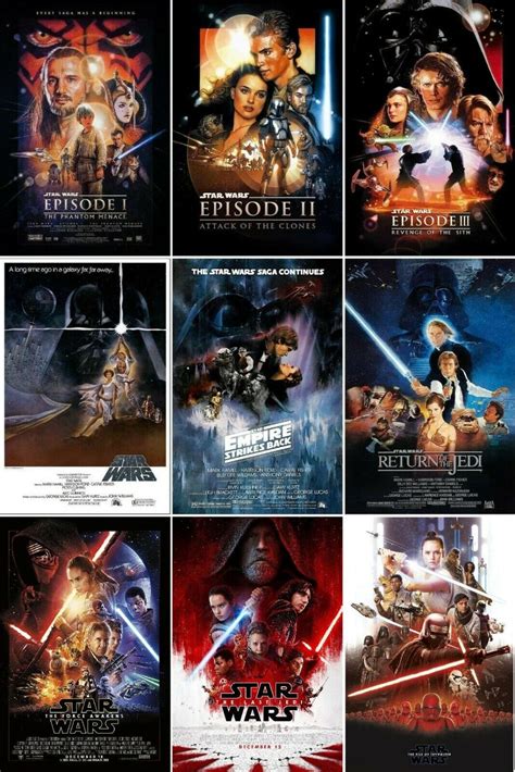 Star Wars Movie Poster Collection Bundle Set Of 9 11x17 13x19 New Usa