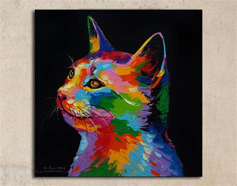 Cat Portrait Acrylic Painting On Canvas Etsy Cat Portrait Painting