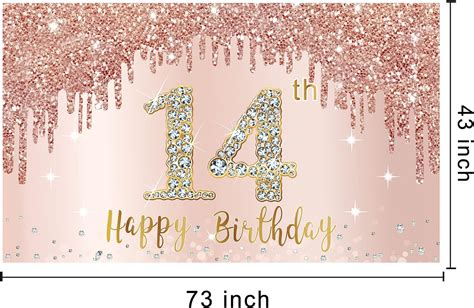 Buy Happy 14th Birthday Banner Backdrop Decorations For Girls Rose Gold 14 Birthday Party Sign