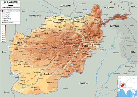 Large Size Physical Map Of Afghanistan Worldometer
