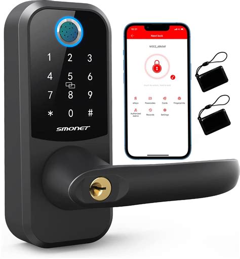 Smart Lock SMONET Fingerprint Door Lock With Keypad Keyless Entry Door Lock With Handle Wireless
