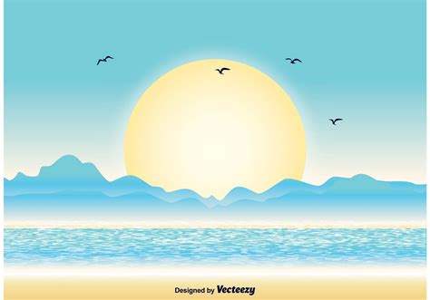 Ocean Sunset Illustration 85627 Vector Art At Vecteezy