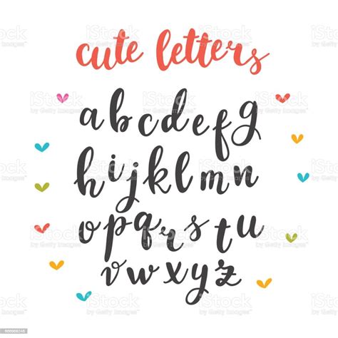 Cute Letters Hand Drawn Calligraphic Font Lettering Alphabet Stock