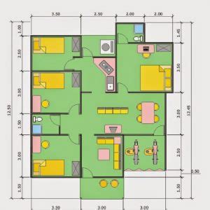 Karena denah rumahnya yang sederhana, desain rumah rumah minimalis type 36 dapat seperti denah rumah di atas, hunian tipe 54 ini berisi dua kamar tidur yang terdiri dari kamar utama dan kamar tamu atau anak. Denah Rumah 3 Kamar Ukuran 6x12 Terbaik dan Terbaru