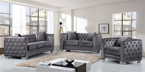 (305) ginger grey 79 sofa $495. Meridian Reese Gray Contemporary Tufted Buttons Design Sofa | Contemporary living room furniture ...