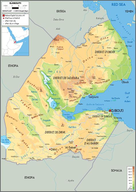 Djibouti Physical Wall Map By Graphiogre Mapsales