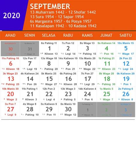 Kalender Jawa Bulan Agustus 2018