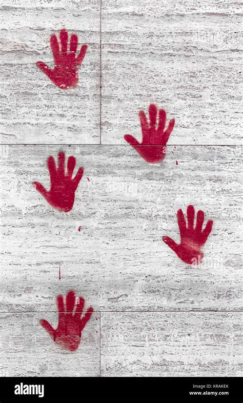 Red Handprints Stock Photo Alamy