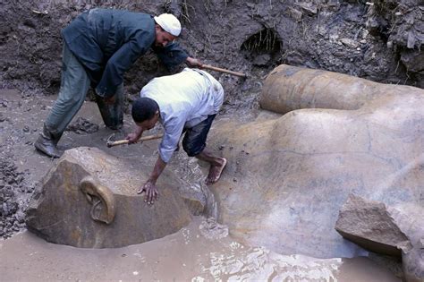 archaeologists uncover massive statue of pharaoh ramses ii