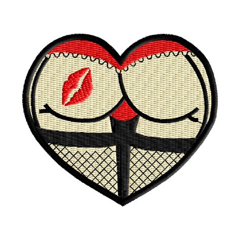 Kiss My Booty Heart Iron On Embroidered Patch Etsy
