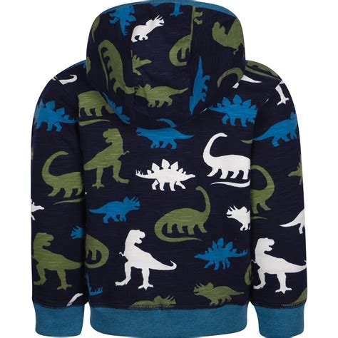 Hatley Reversible Dinosaur Hoodie In Off White And Blue