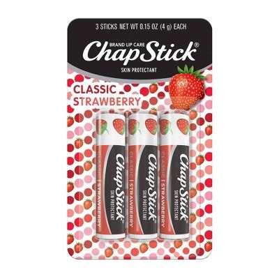 Chapstick Classic Lip Balm Strawberry 3ct 0 45oz Target