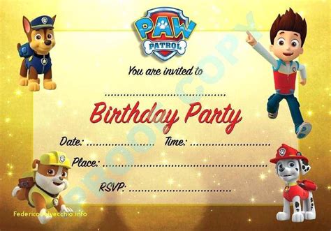 Paw Patrol Birthday Invitation Template Free Cards Design Templates