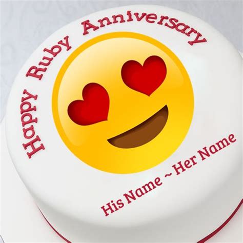 Happy Ruby Anniversary Funny Emoji Cake With Your Name Emoji Cake