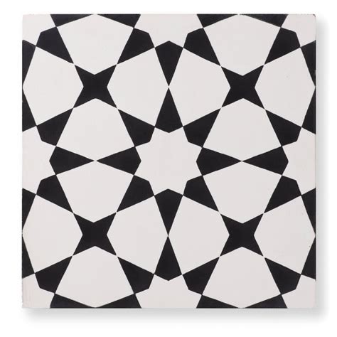 30 White Tile With Black Design