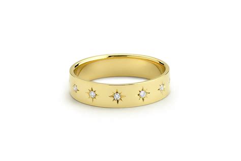 Star Setting Diamond Ring 14k Gold Wedding Band With Etsy