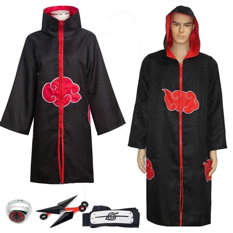 Anime Naruto Cosplay Costume Akatsuki Uchiha Itachi Shuriken Cloak Robe