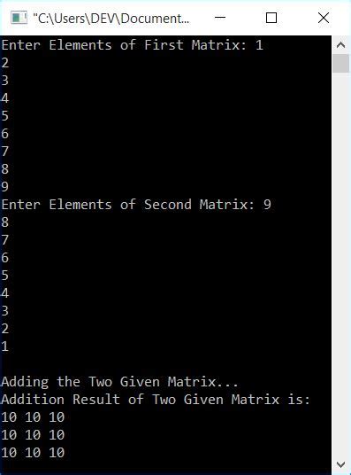 C Program To Add Two Matrices Hot Sex Picture