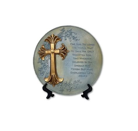 Buy The Nifty Nook Religious Decorative Plate With Gold Cross And Stand