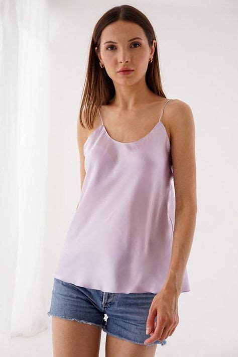 Lilac Silk Camisole Scoop Neck Lavender Silk Satin Cami Top Classic