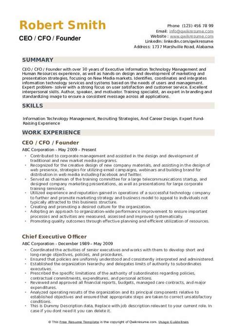 Ceo Resume Template Word Free Printable Templates