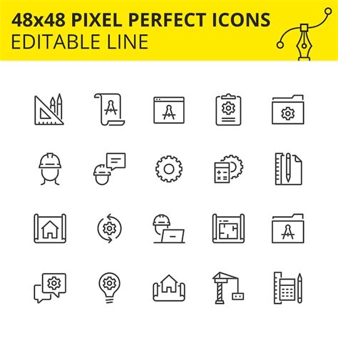 Premium Vector Simple Set Of Icons For Engineering Processes As Well
