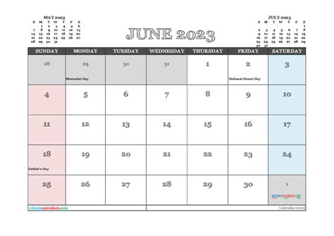 Free Printable June 2023 Calendar 12 Templates