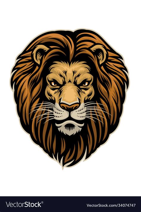 Head Handdrawn Angry Lion Royalty Free Vector Image