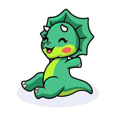 Mignon Petit Dessin Anim De Dinosaure Tric Ratops Assis Vecteur Premium