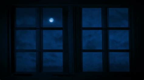 Night Sky And Moon Seen Through Windows Motion Graphics Videohive