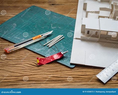 Cutting Paper Architectural Model Stock Image Image Of Design Model