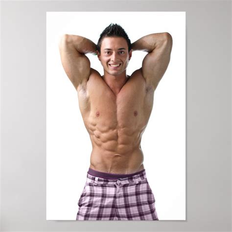 hot guy big biceps sexy shirtless muscle man hunk poster zazzle