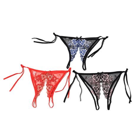 ladies panties erotic embroidery panties thong elasticity fashion open crotch lingerie sexy hot