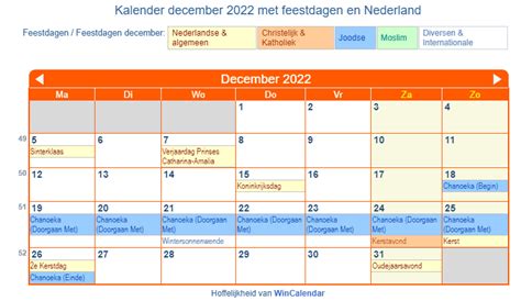 Nederland Kalender Voor Afdrukken December 2022