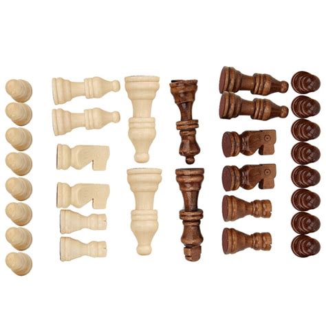 32pcs Wooden Chess Pieces Only Set Vintage Replacement Chessman Only