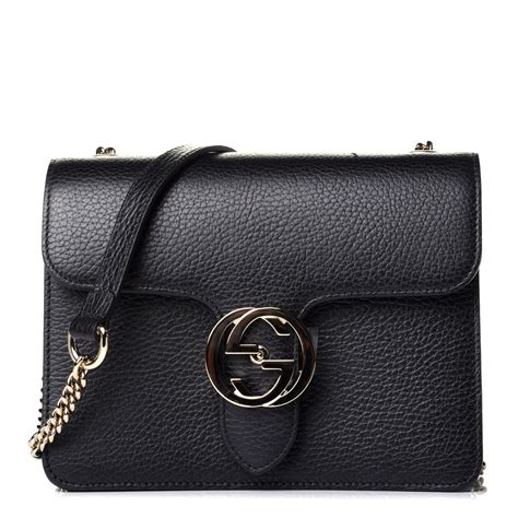 Gucci Dollar Calfskin Small Interlocking G Shoulder Bag Black 751668