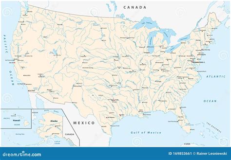 United States And Rivers Map