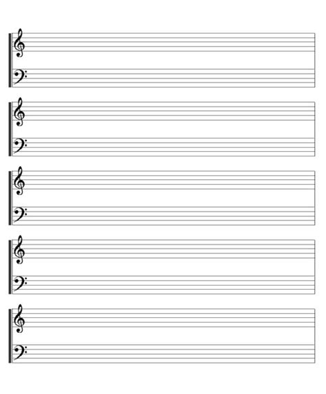 Blank music sheet paper in pdf format. DSO has treble, and bass staff paper blank for printing ~ the link below has a more customizable ...